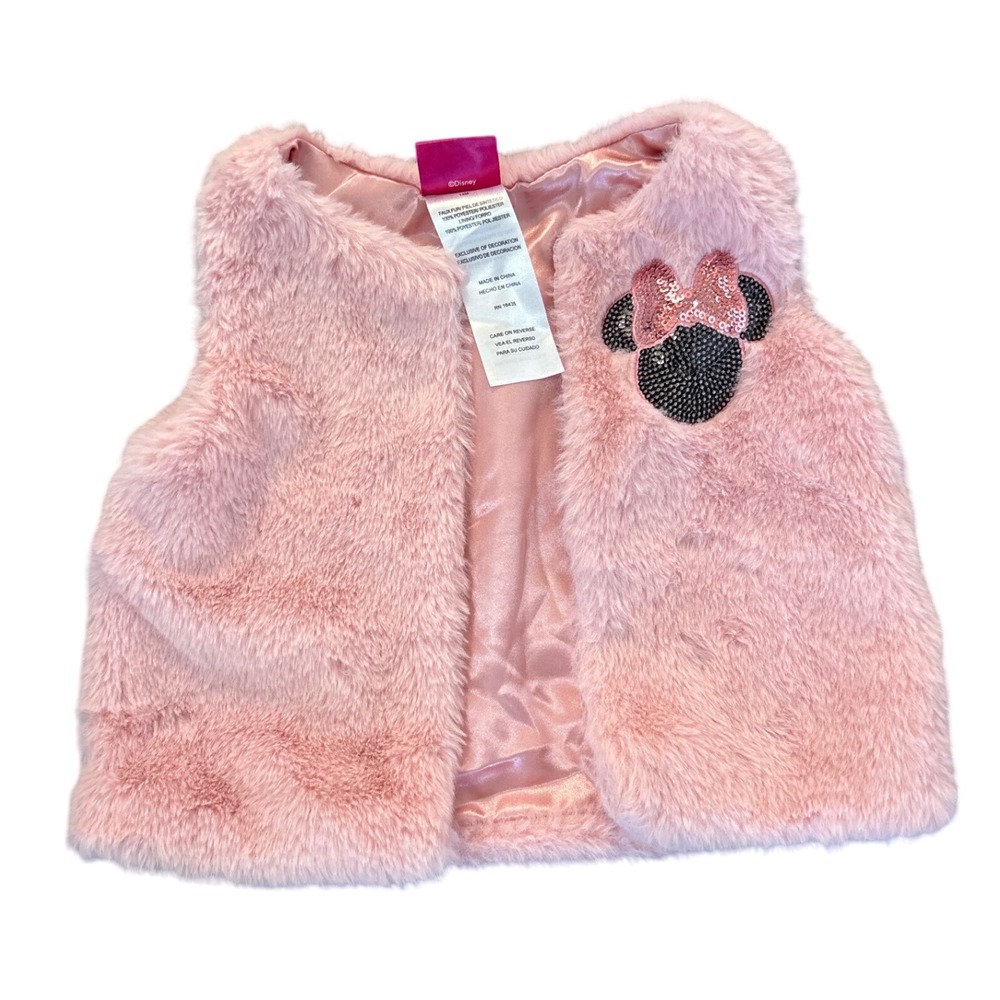 Disney Minnie‎ Mouse Pink Faux Fur Vest Baby Toddler Girl 12 Months